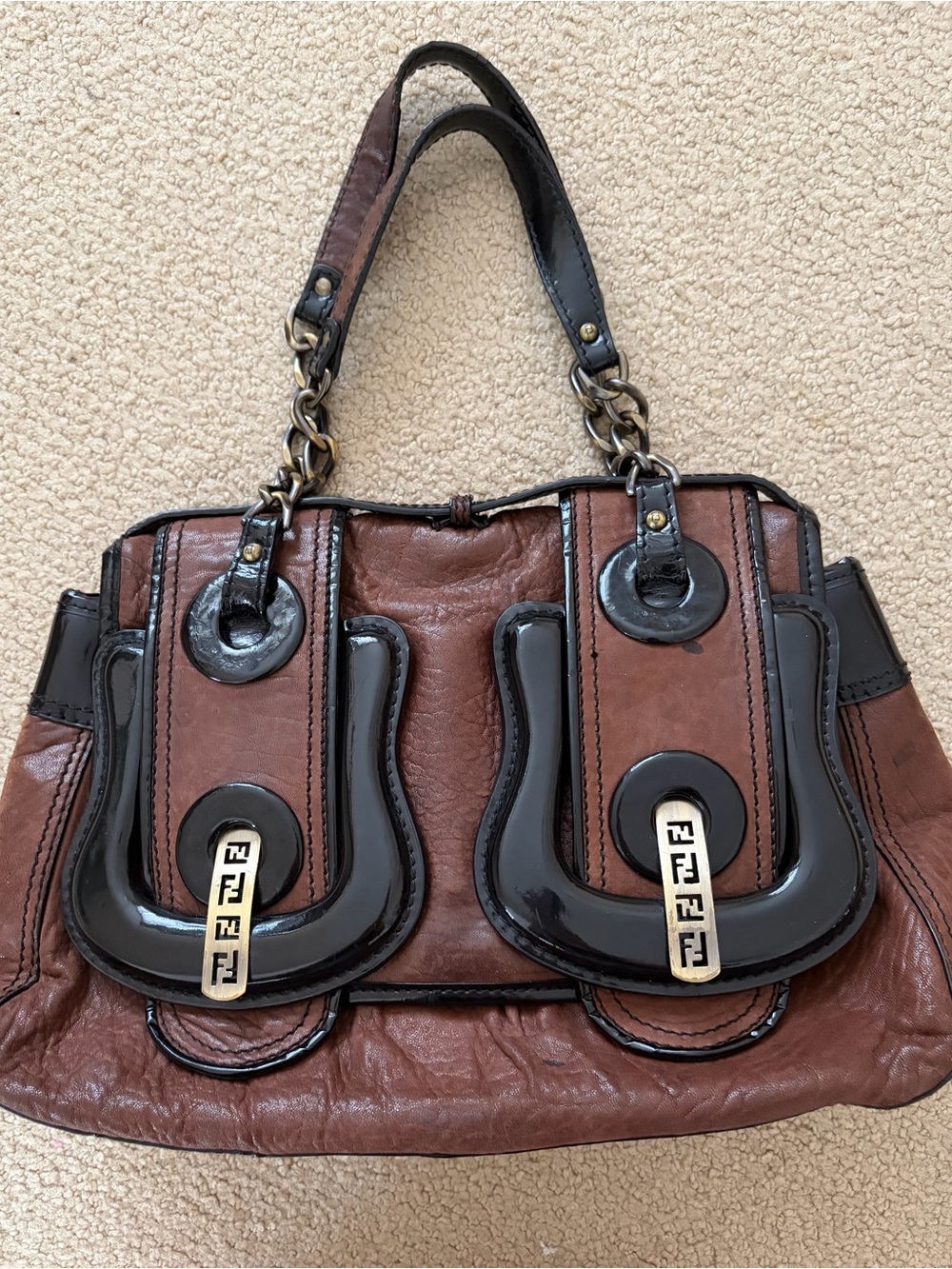 Authentic vintage Fendi B Bag. Leather and patent Karl Lagerfeld era 2006